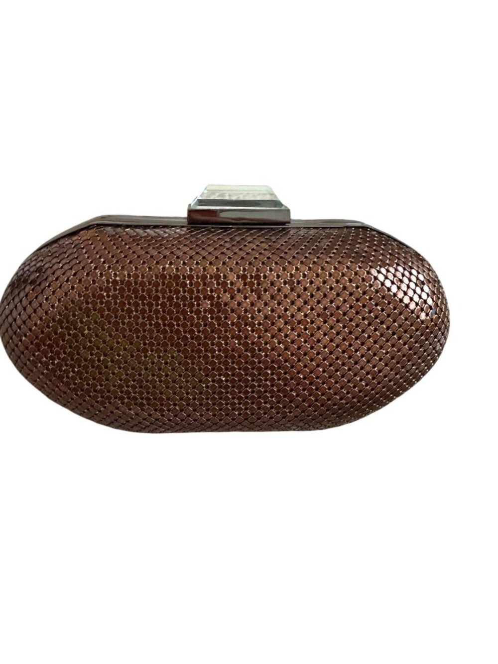 Whiting & Davis Womens Metal Mesh Minaudiere Evening Clutch Detachable Strap